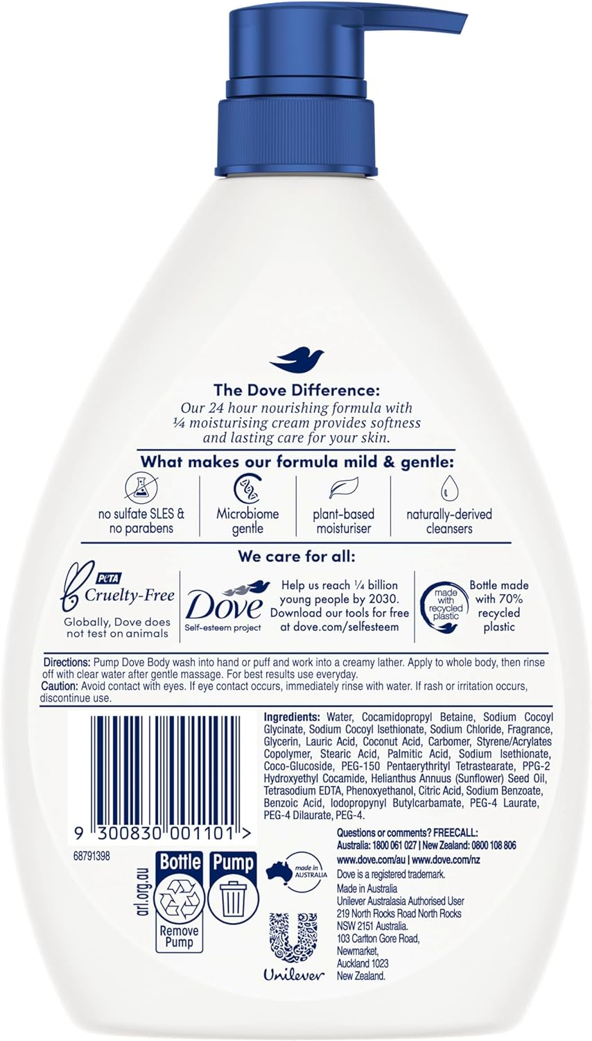 Dove Triple Moisturising Body Wash 1 L (Pack of 2) image number 4