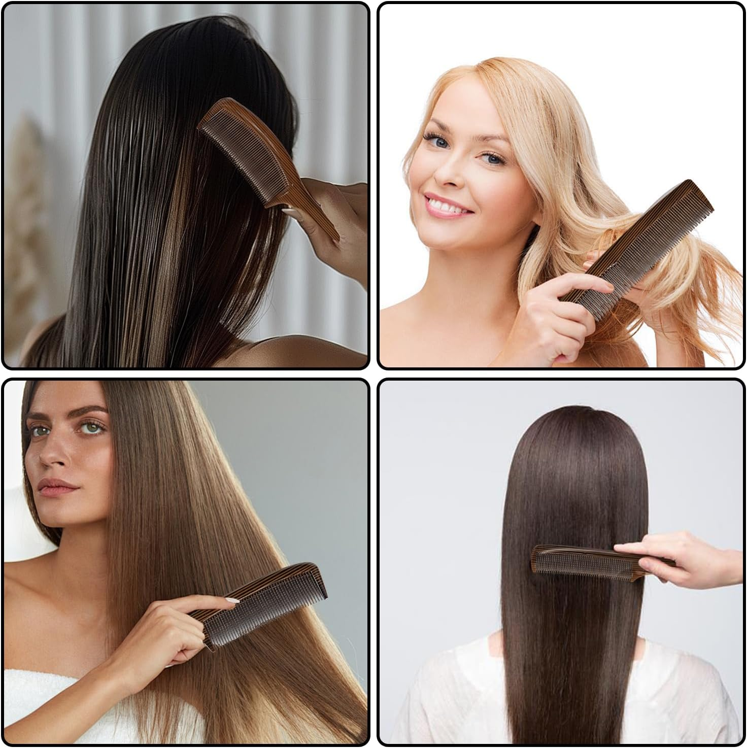 4Pcs Comb Set with Wooden Grain, Professional Styling Hair Combs for Men, Heat Resistant & Anti-Static Detangling Hair Cutting Comb for Women Men