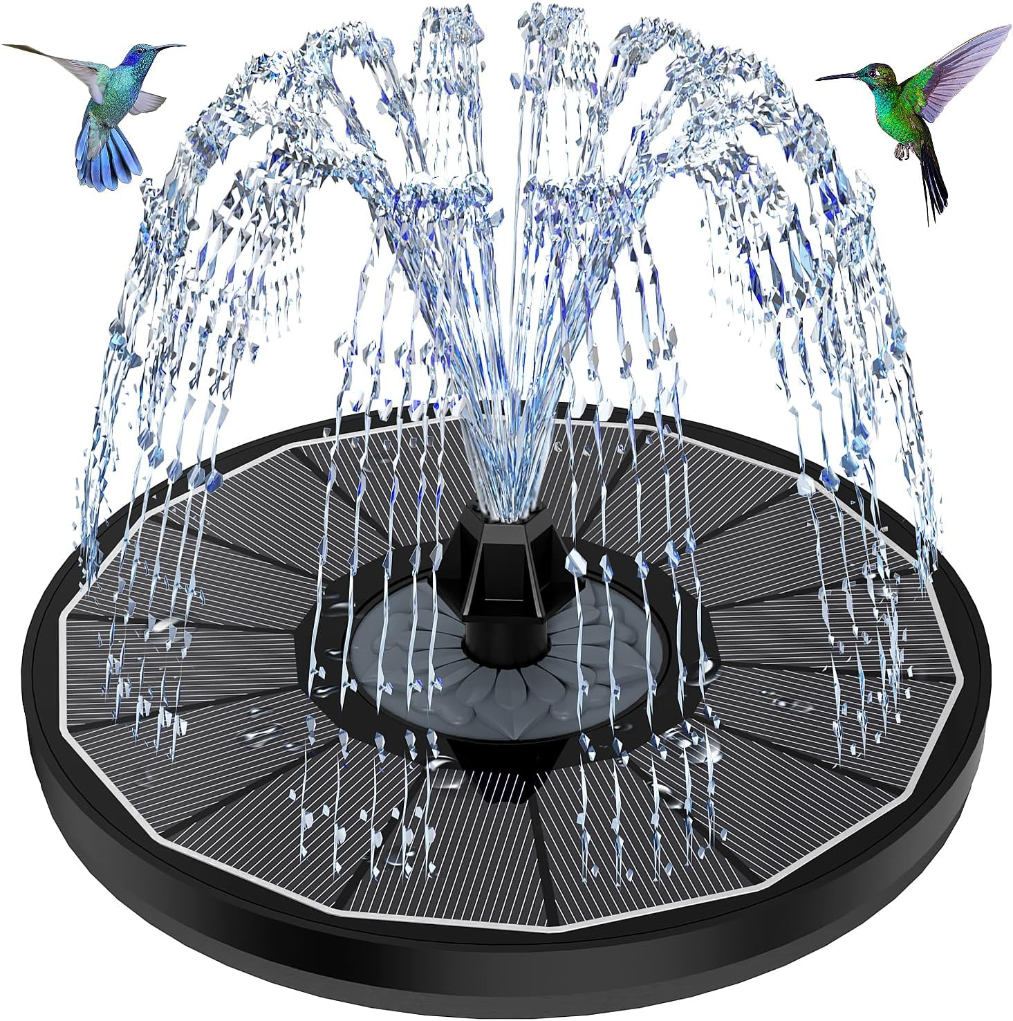 Solar Fountain 2025 Upgrade High Efficiency Glass Panel, 3.5W Solar Bird Bath Fountains with Flower No Battery, Solar Water Pump Fountain for Bird Bath Garden Small Ponds Outdoor D&eacute;cor (White)