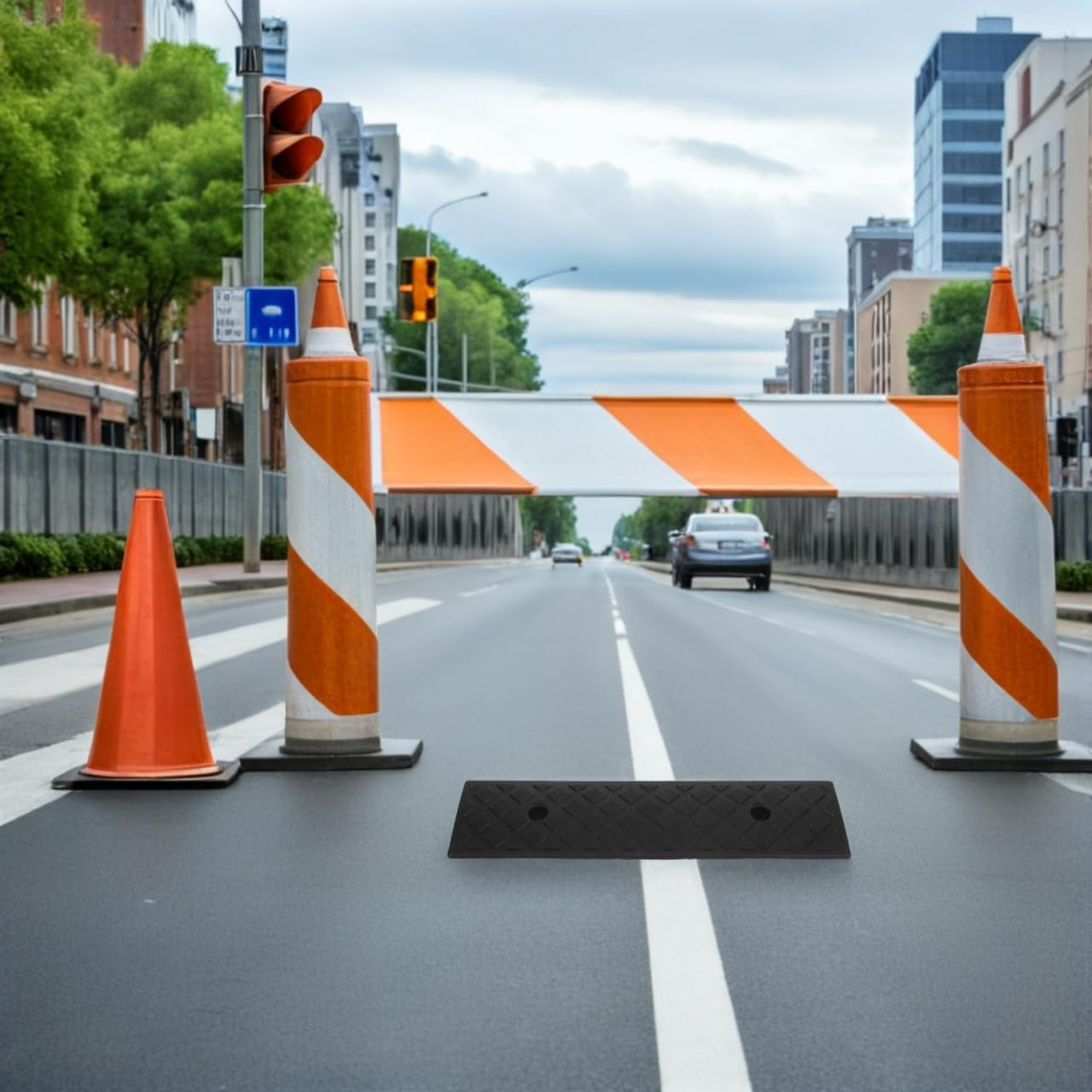 Vaguelly Door Sill Mat 2Pcs Rubber Ramp 2 Inch Height Black Anti-Slip Durable Car Driveway Curb Ramp for Garage Steps Sidewalks Motorcycle Wheelchair image number 6