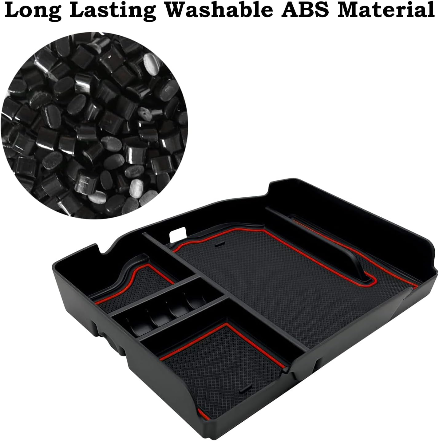 Center Console Organizer Fit for Dodge RAM 1500 2500 3500 2024 2023 2022 2021 2020 2019 Accessories Interior Storage Box Armrest Storage Tray (Red) image number 2