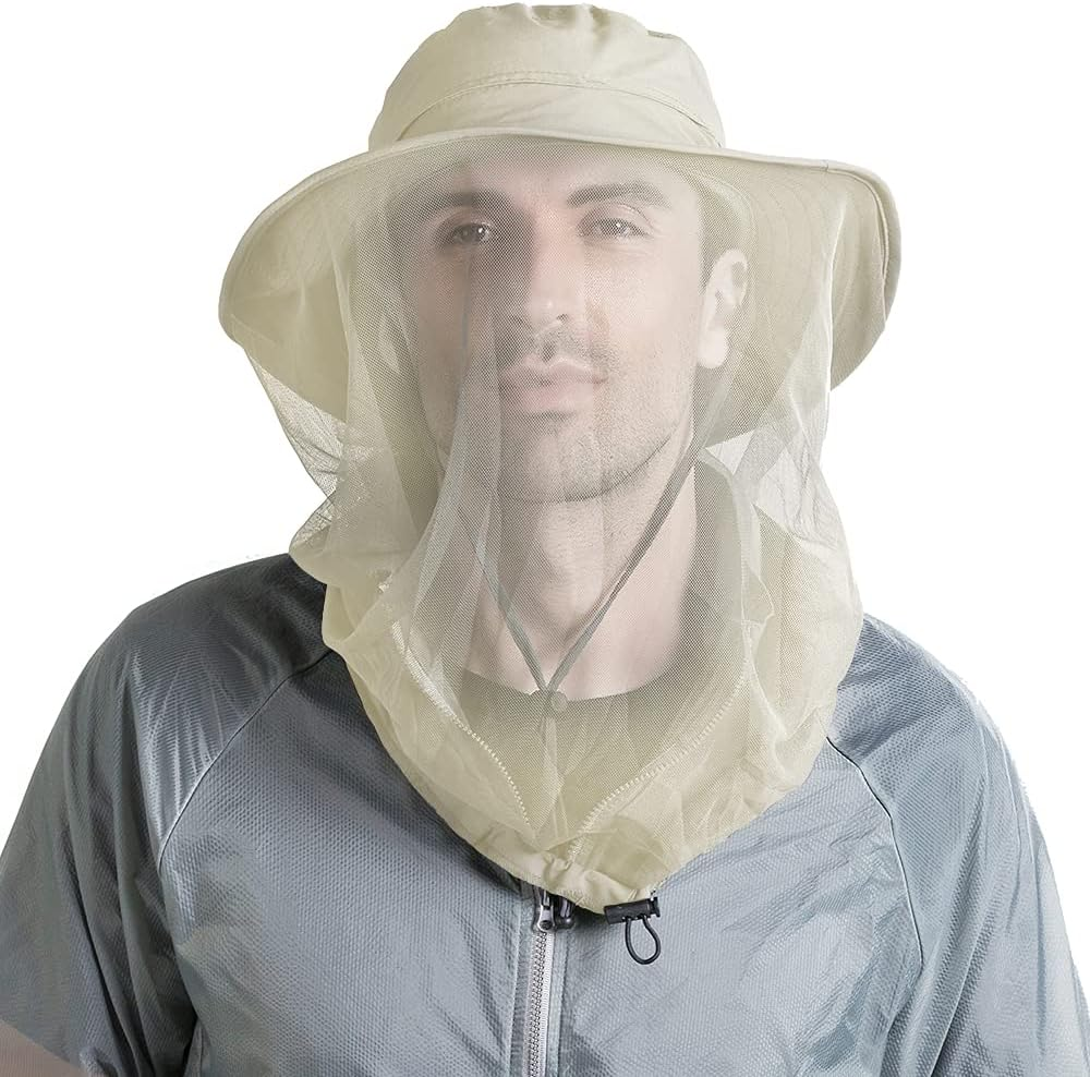 Peicees Mosquito Head Net Hat, Fishing Hat Safari Hat Sun Bucket Hat Adventure Hat with 360&deg; Net Mesh Protection from Insect Bug Bee Flies Mosquito Gnats for Men Women, Outdoors Hunting Camping Hiking