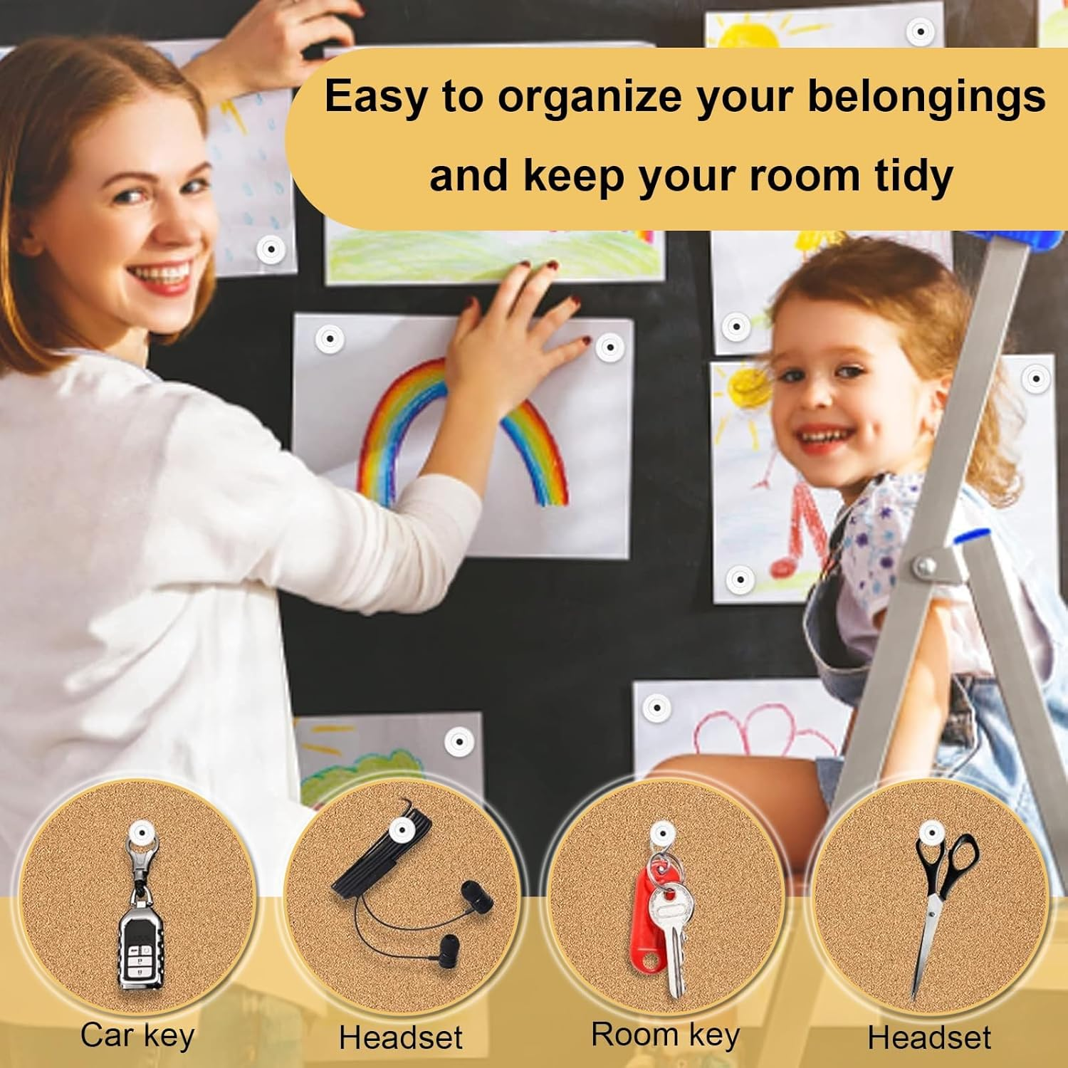 Push Pins, 100 Pcs Plastic Pushpins Thumb, Clear Thumbtacks for Cork Board, Wall Hanging, Bulletin Board, Maps. image number 3