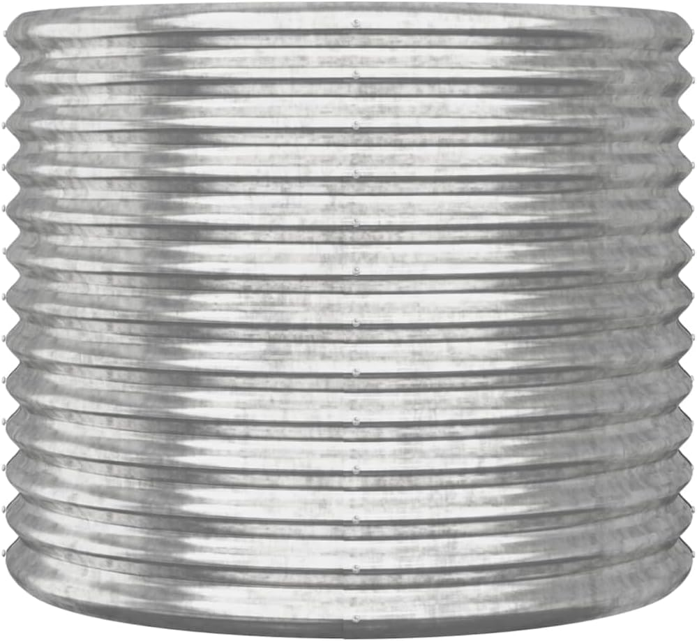 Round Shape Garden Planter Powder-Coated Steel 80X80X68 Cm Silver image number 5