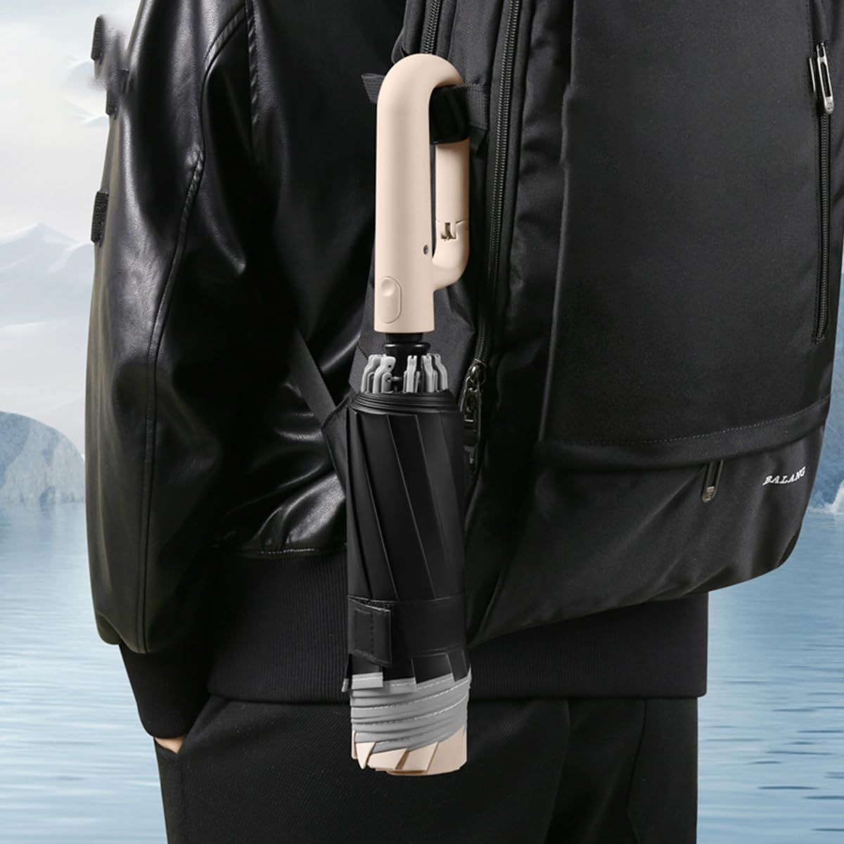 Large Windproof Automatic Open/Close Travel Folding 49&lsquo;&rsquo; Umbrella Compact Sun Rain 99 UV Protection Lightweight Portable Outdoor Carabiner Handle Design Golf Umbrellas Men Women Kid image number 2