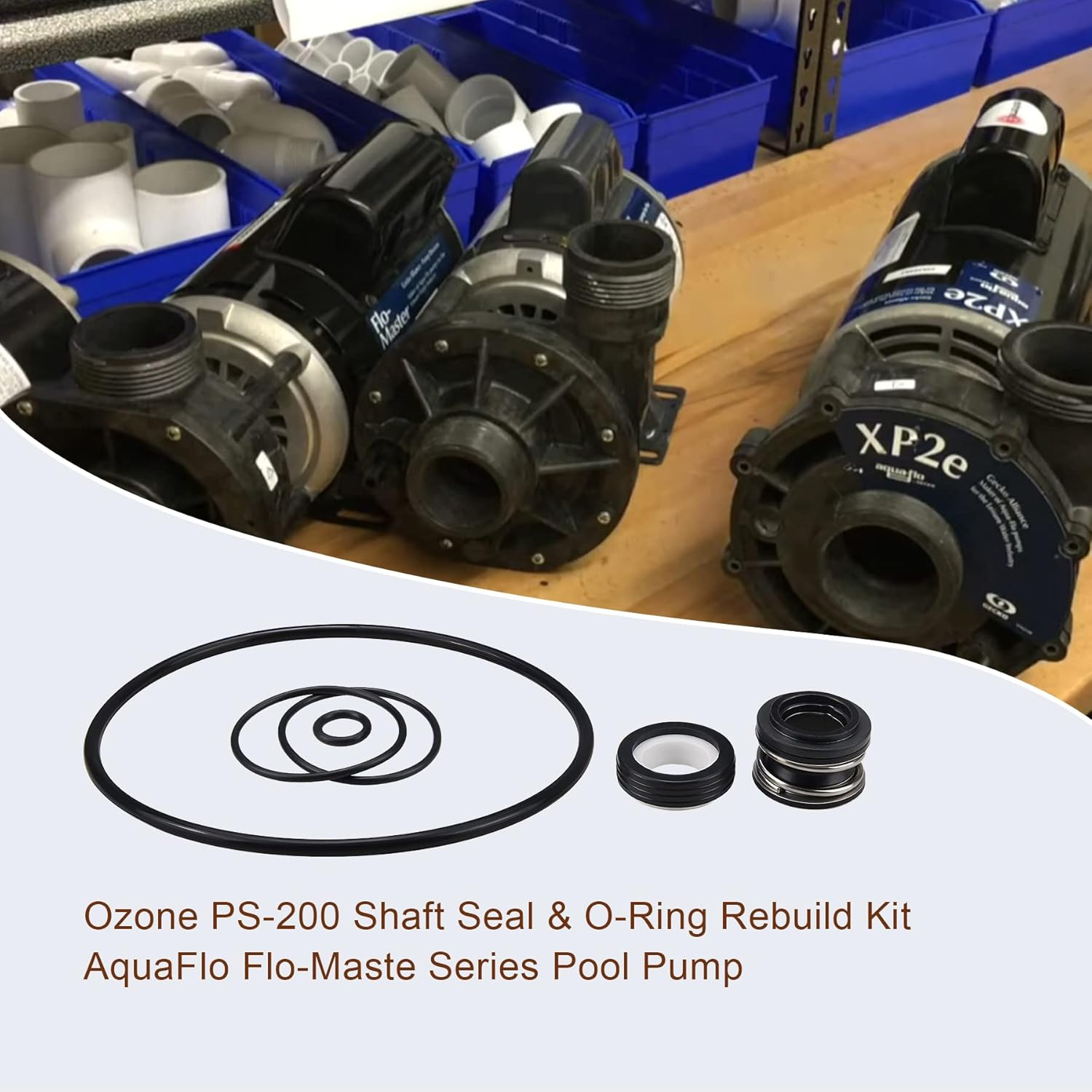 MEFONKOU Ozone/Salt Shaft Seal & O-Ring Rebuild Kit for Aquaflo, Flo-Master, PS-200, XP2, XP2E Series Pool Pump image number 1