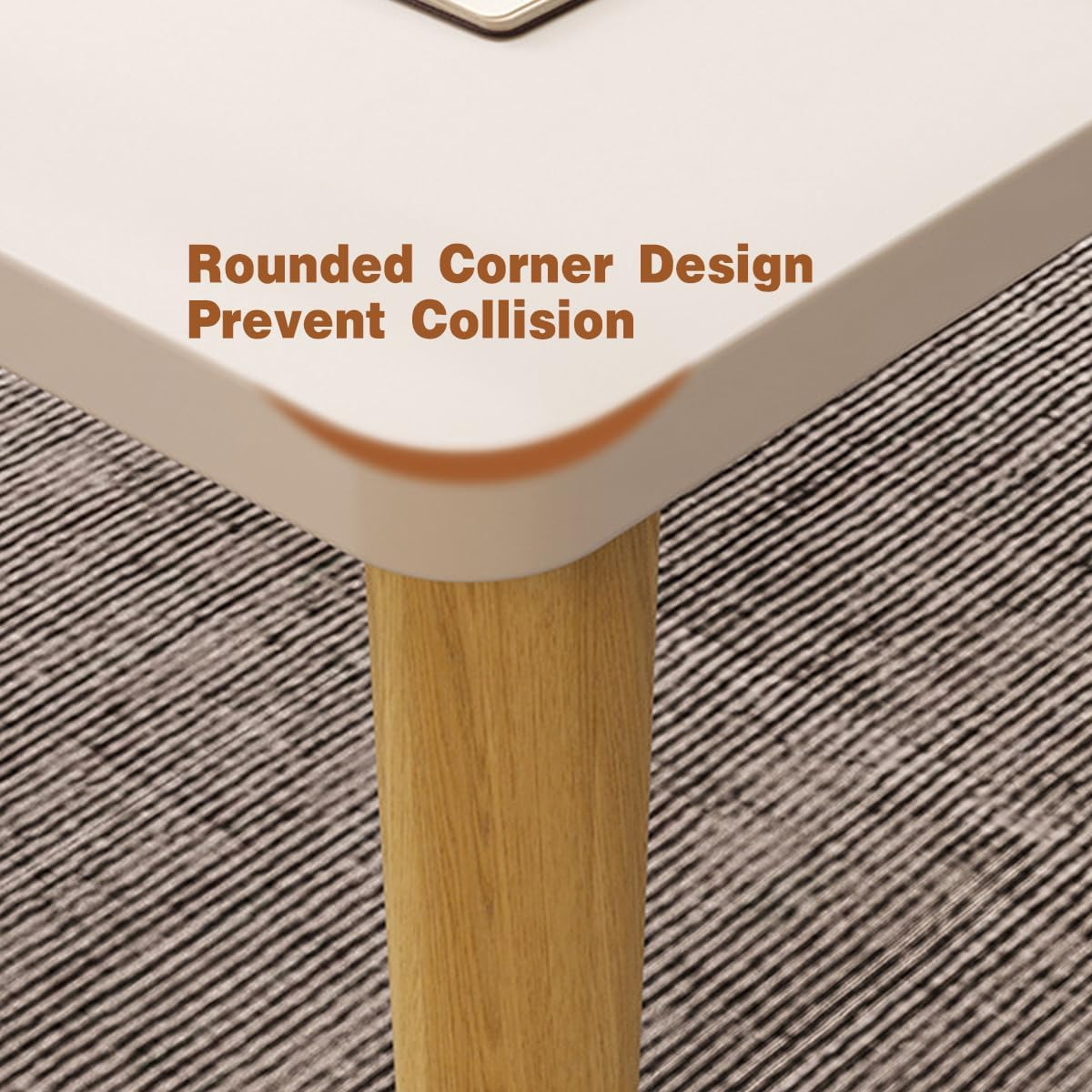 AIMALL Bay Window Small Coffee Table 15.7 X 15.7 X 11.8 Inches Light Luxury Simple Modern Small Apartment Furniture for Living Room, Bedroom, Balcony, Solid Wood Design image number 4