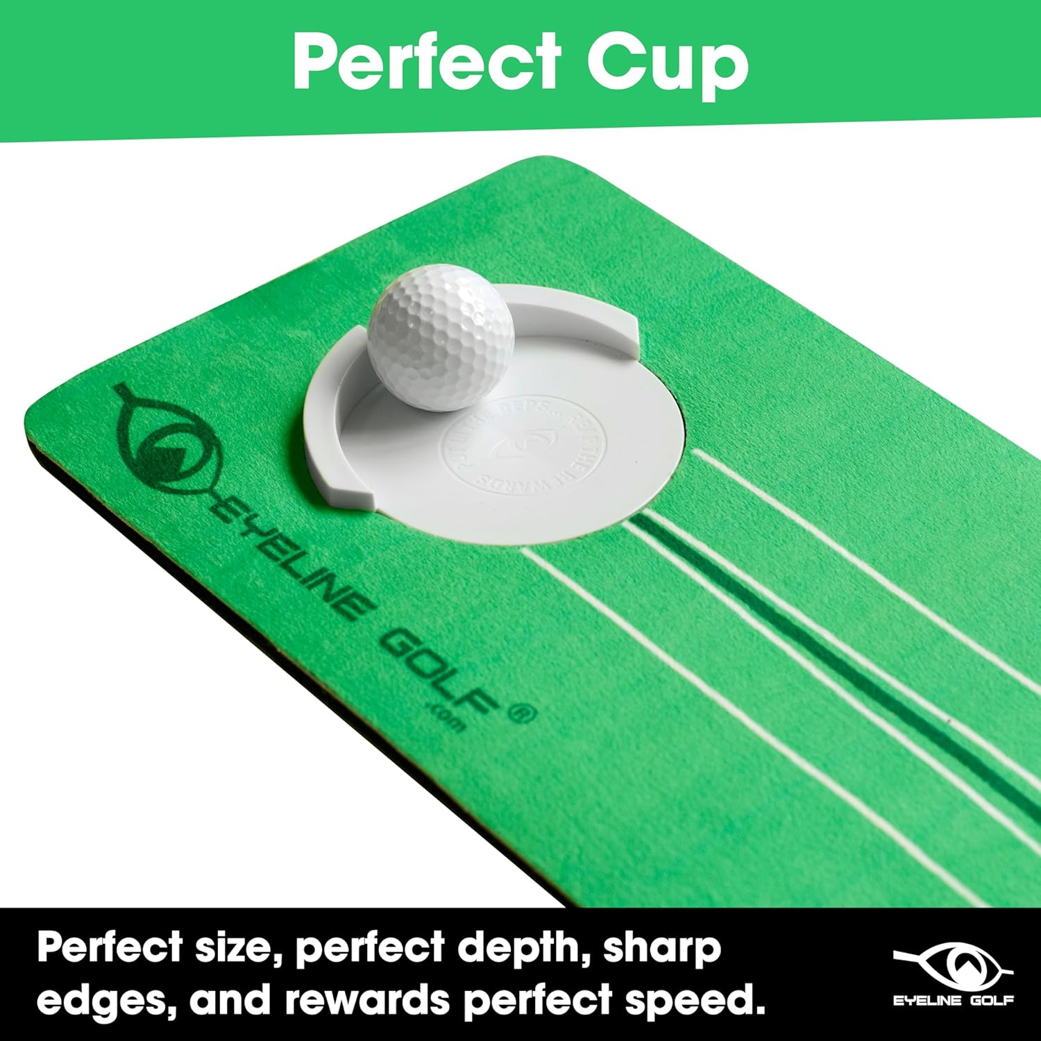 Eyeline Golf Roll the Rock Putting Mat - Have Fun Perfecting Stroke, Alignment, Speed Control, Visualization, Consistency - Indoor - Compact image number 3