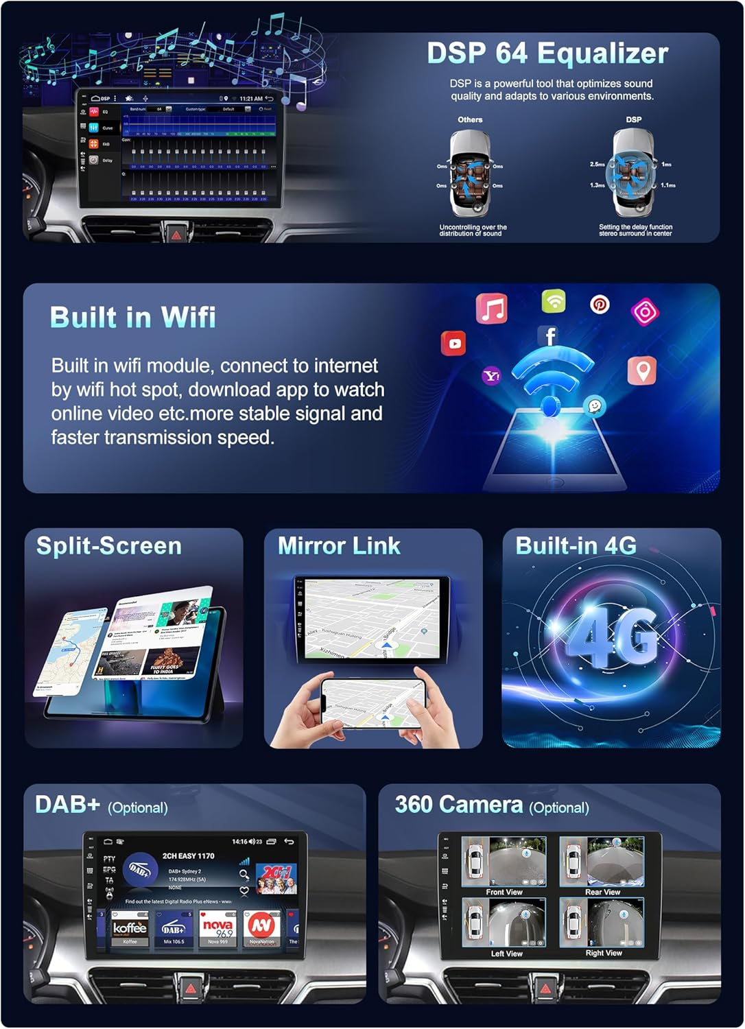 6G+128G Car Stereo Radio Player for Subaru Forester/Xv/Wrx 2012-2017 GPS Sat Navi Android 14 Wifi Wireless Carplay Android Auto DSP FM AM Mirror Link SWC Camera+Mic image number 3