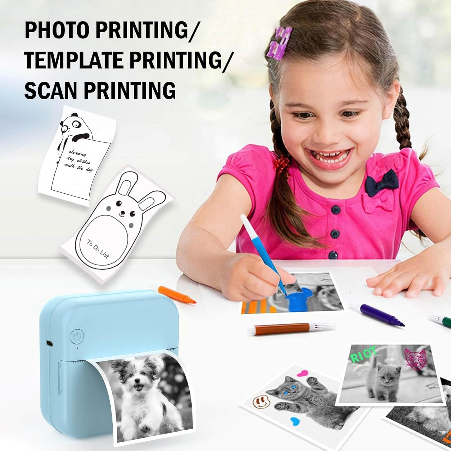 10 Rolls Thermal Mini Printer Paper for Inkless Mini Printer, 5 Rolls Thermal Sticky Paper & 5 Rolls Thermal Plain Paper, 57X25Mm, for Notes Journal Memo Photo Study image number 5