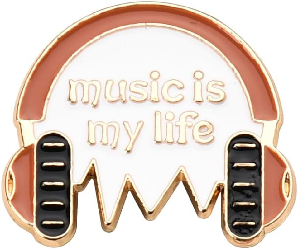 Music Brooches for Girls Boys Musician Music Lover Lapel Pins for Party Dance Music Is My Life Sweater Shawl Pin Accessories for Women Dress Clip Music Note Brooch Pins image number 3
