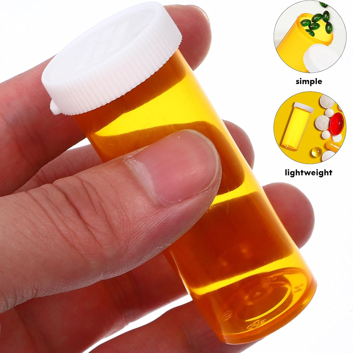 Healvian Empty Pill Bottles with Caps, 25Pcs Medication Vials, 8DR Plastic Medicine Containers, Clear Containers Pill Cases Organizers image number 3