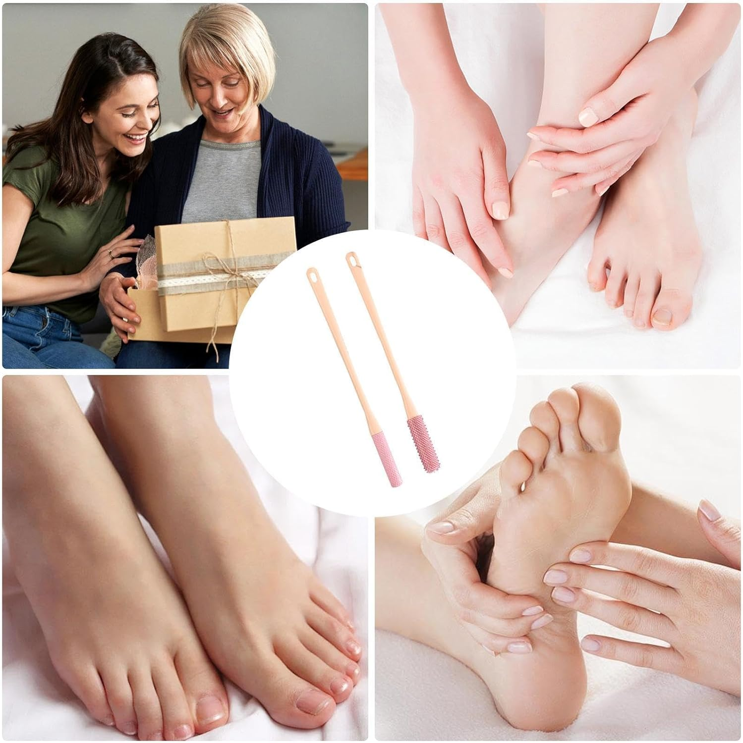 CARRORABI Toe Scrubber - 2-Piece Foot Scrubber for Toe Cleaning | Toe Lotion Applicator, Foot Towel Brush, Shower Foot Brush for Seniors, Elderly, Disabled Adults(Pink) - Pink image number 5