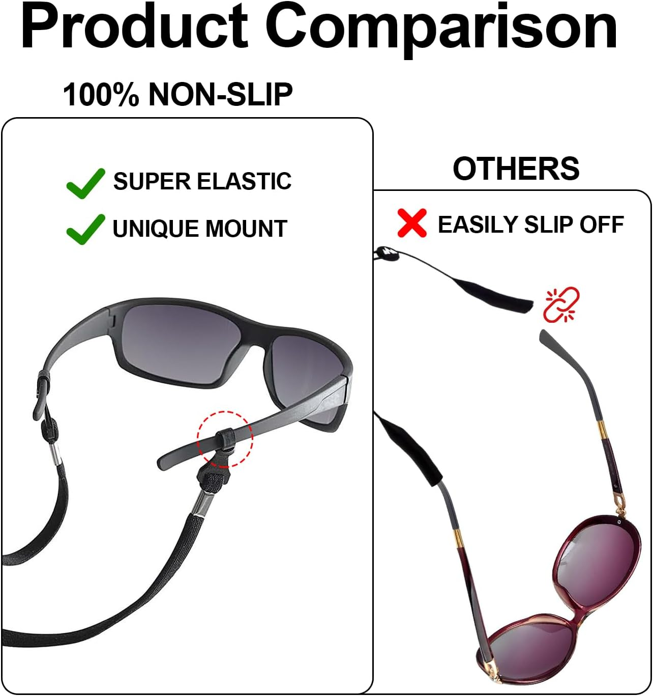 Topbine 4PCS Glasses Strap,Eye Glasses String Holder Strap，Sports Glasses Non-Slip Rope,Adjustable Sunglasses Retainer Eyeglass Straps Cords for Men Women (Black,13 Inch) image number 4