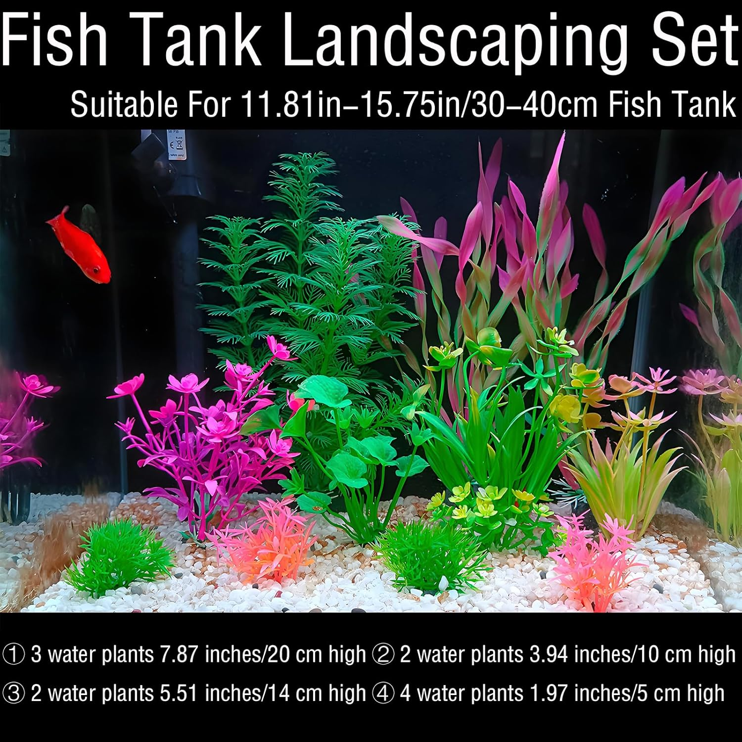 ZHIGOU Aquarium Decorations 11-Pack Realistic Plastic Fish Tank Plants and Rocks Decoration Set for Home and Office Aquarium Simulation Fish Tank Plants image number 3