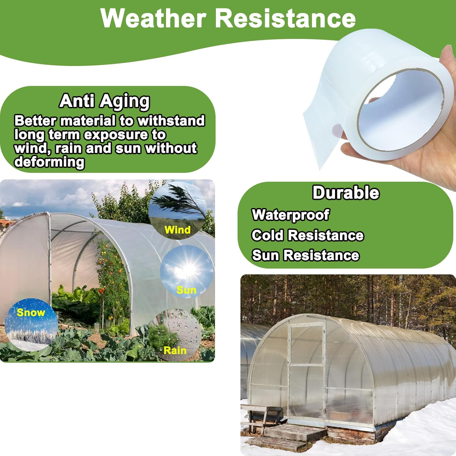 KAIHENG Greenhouse Repair Tape, 3.15INX 65.62FT Waterproof Clear Greenhouse Plastic Film Repair Tape, Heavy Duty UV Resistant Repair Tape for Greenhouse Plastic Sheeting Coverings