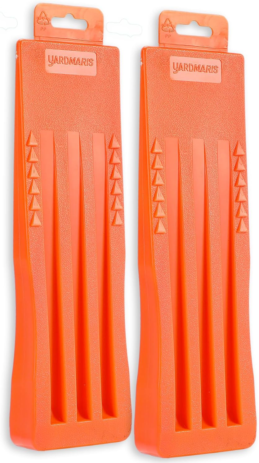 2 Pcs Tree Felling Wedge, Plastic Logging Wedges with Spikes Forestry Wedge for Tree Cutting, Chainsaw Loggers Supplies, Chainsaws & Accessories(2 X 10) Orange image number 1