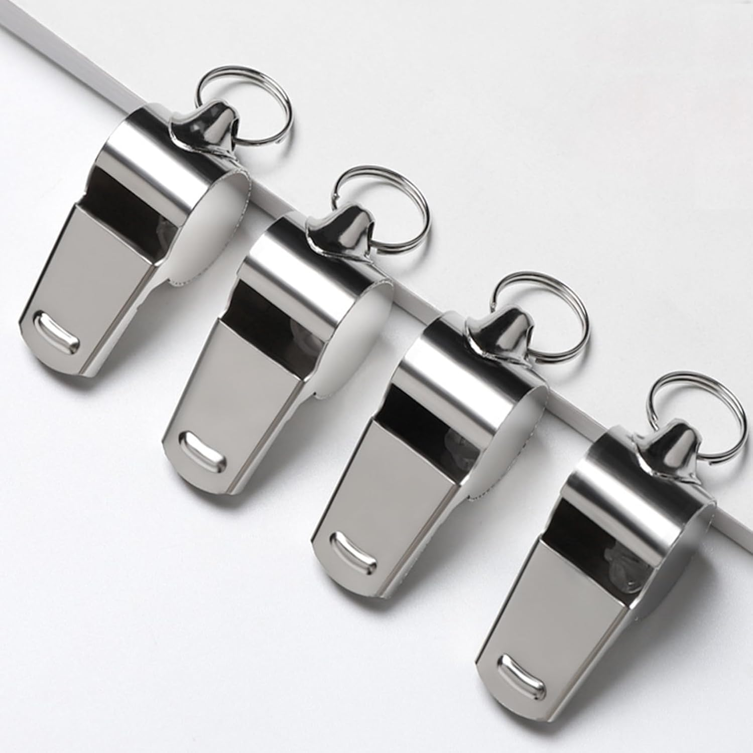 SHUBEIEUMI 2 Pack Stainless Steel Whistle, Sports Whistle with Lanyard, Loud Crisp Sound Whistles, Referee Whistle for Outdoor Activities, Referees, Coaches, Lifeguards, Soccer, Emergency image number 2