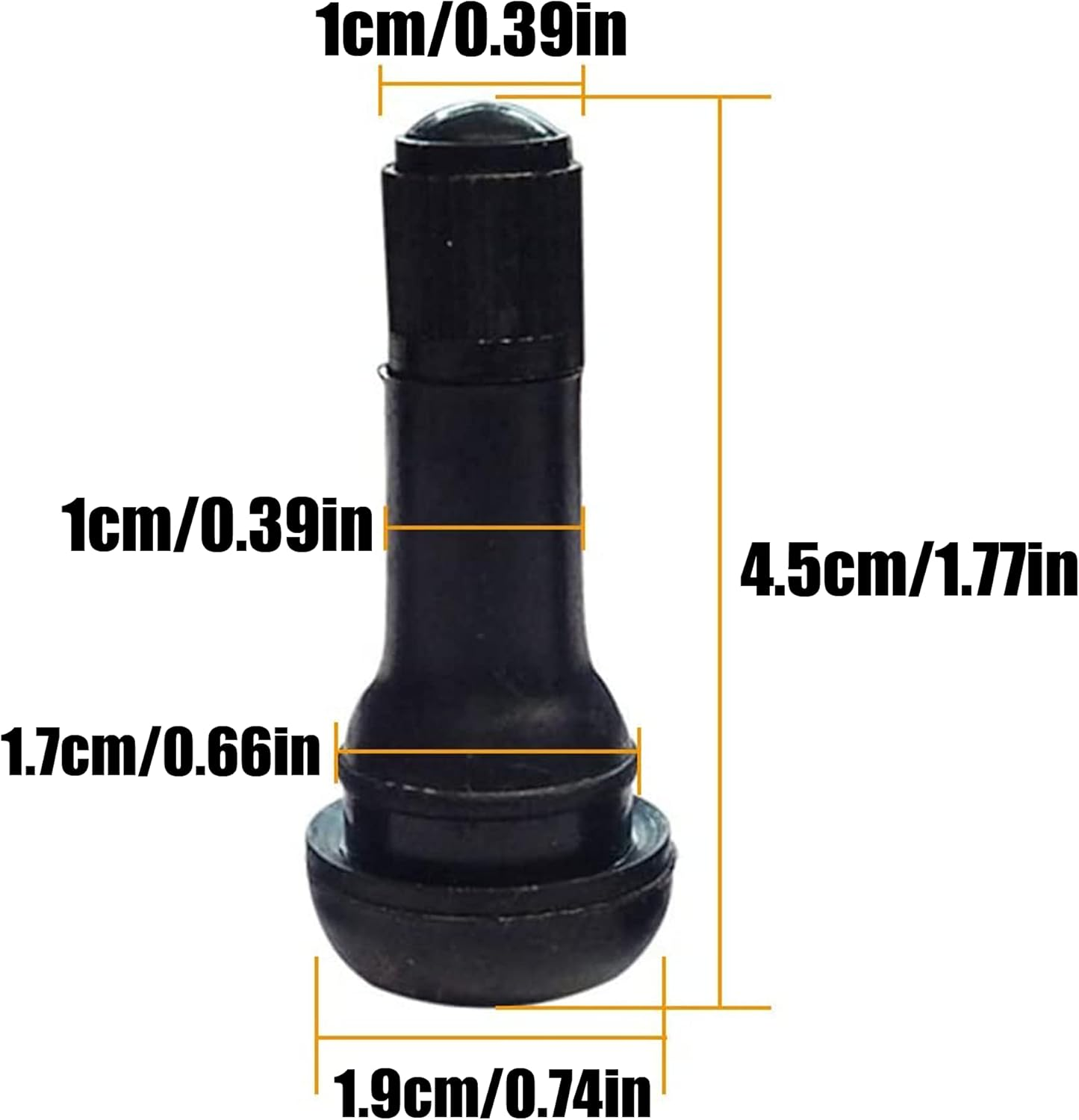 IRYNA Car Tire Valve Stem, 10Pcs Rubber, Black, Universal Fit for Truck, Motorbike, Passenger Car, Tubeless Snap-In, Brass Core, 50 X 19Mm, Max. 4.5 Bar image number 5