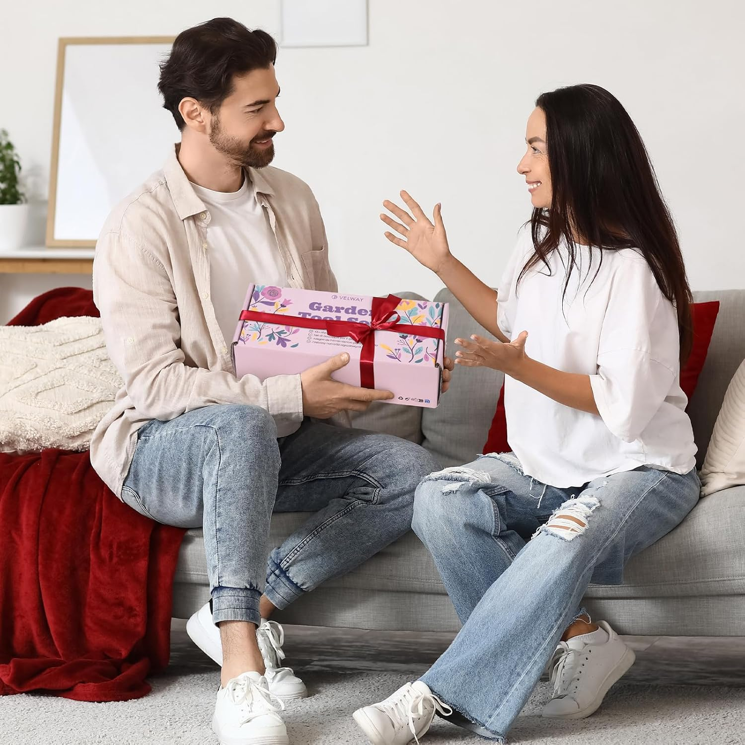 Velway Garden Tool Set 5-Piece Garden Tools with Floral Pattern & Gift Box Including Gloves, Garden Shovel, Scissors image number 6