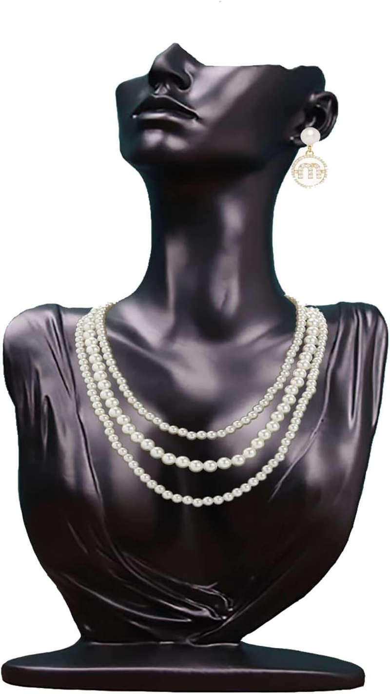 Papinimo Resin Jewelry Mannequin Bust Necklace Display Earring Pendant Chain Display Stand Model Holder for Shows Selling Home Decor, Gold Color