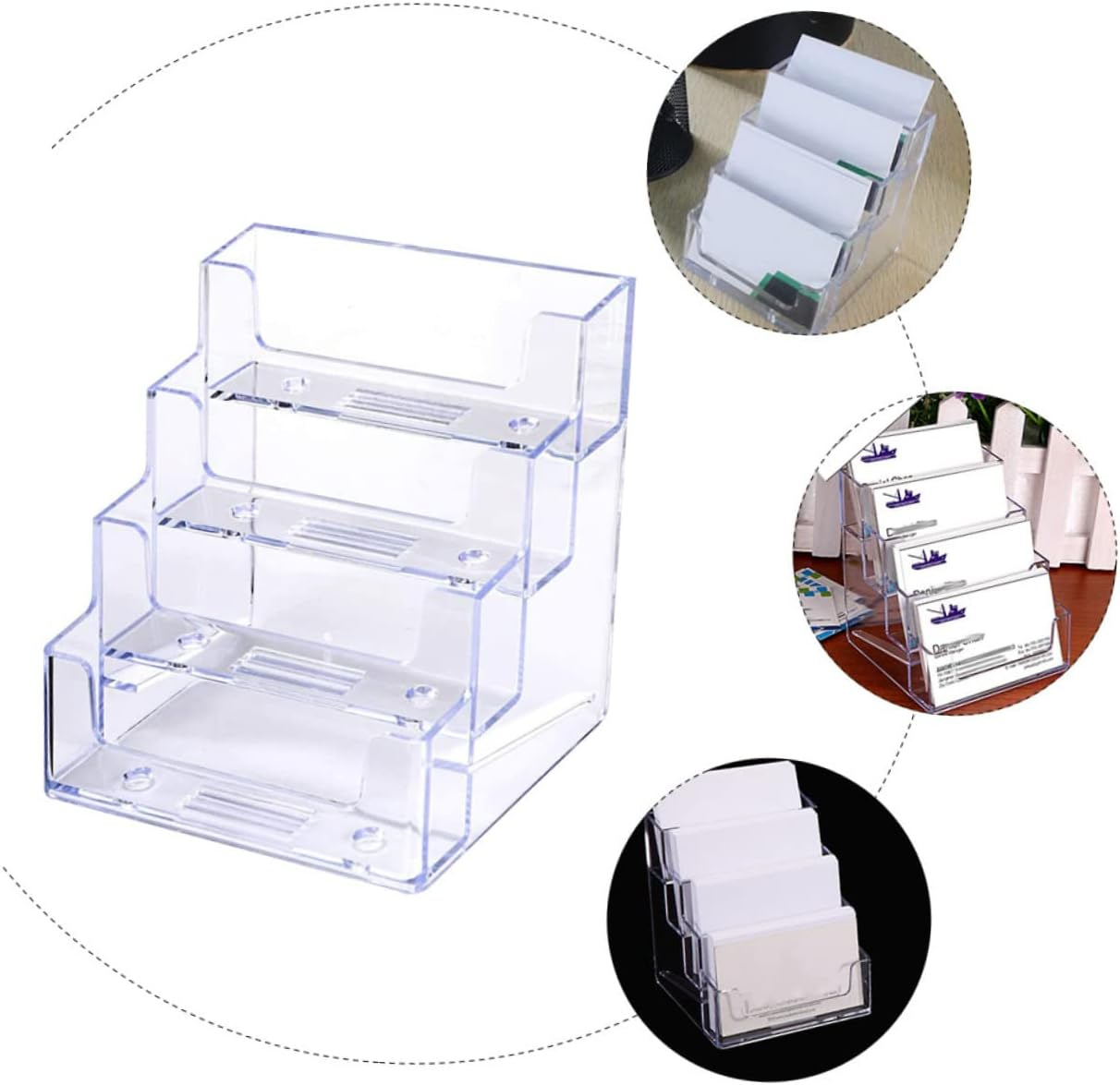 KICHOUSE Card Display Stand Business Cards Organizer Name Storage Case Desk Accessory Corners image number 1