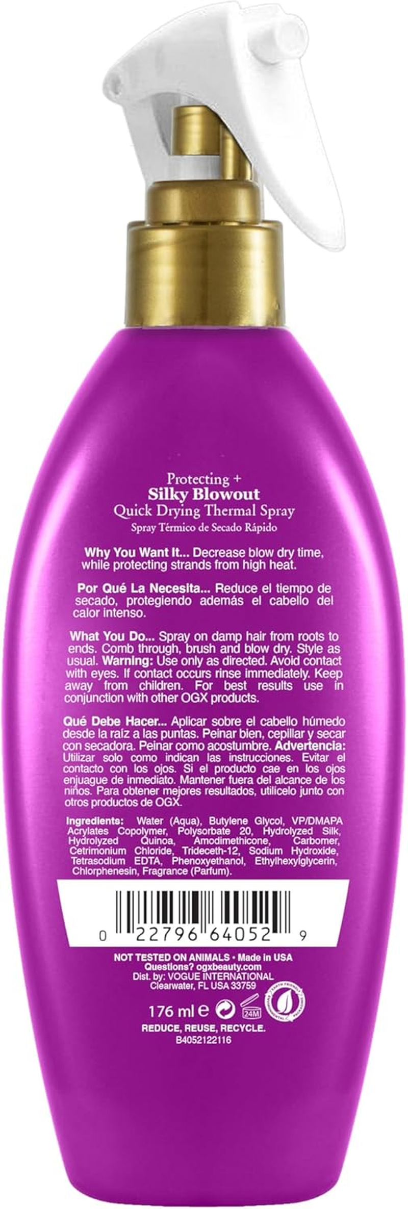 OGX Protecting + Silk Blowout Quick Drying Thermal Spray, 6 Fl Oz (Pack of 1) image number 1