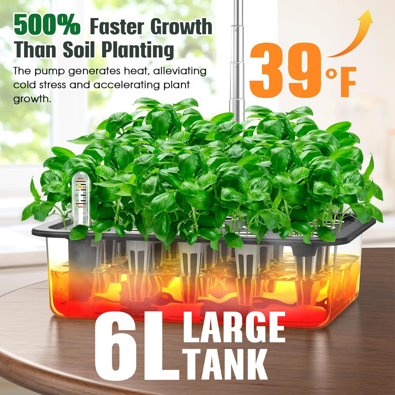 Hydroponics Growing System Indoor Garden - Herb Garden with Grow Light, 15 Pods Stainless Steel Indoor Garden Kit, Auto Timer, Gardening Women image number 5