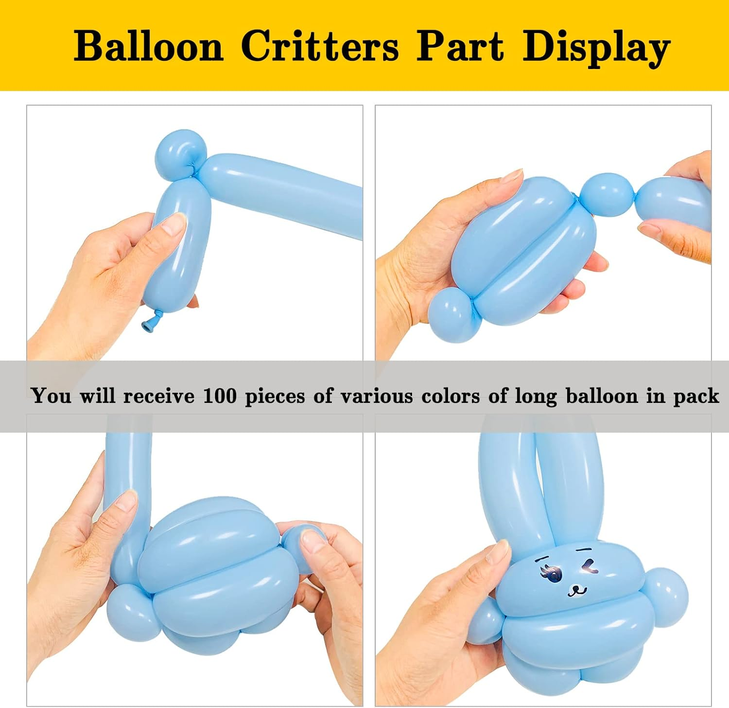 Pastel 260Q Long Balloons 100 Pack Twisting Animal Balloons Assorted Color Thick Latex Modeling Long Magic Balloons for Animal Shape Birthday Weddings Kids' Party Decoration (Pastel Long Balloon) - Black image number 7