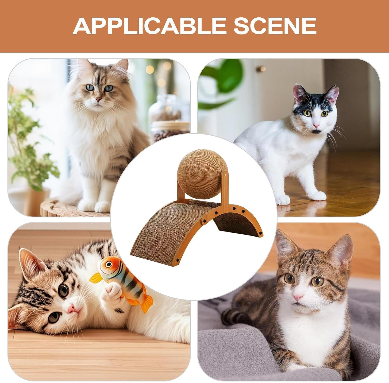 Ylnailky Cats Scratching Post - Cat Scratch Board - Vertical Scratcher with Corrugated Base Interactive Kitten Toy for Play Rest Senior Apartment Living Room Window Outdoor Home Patio image number 1