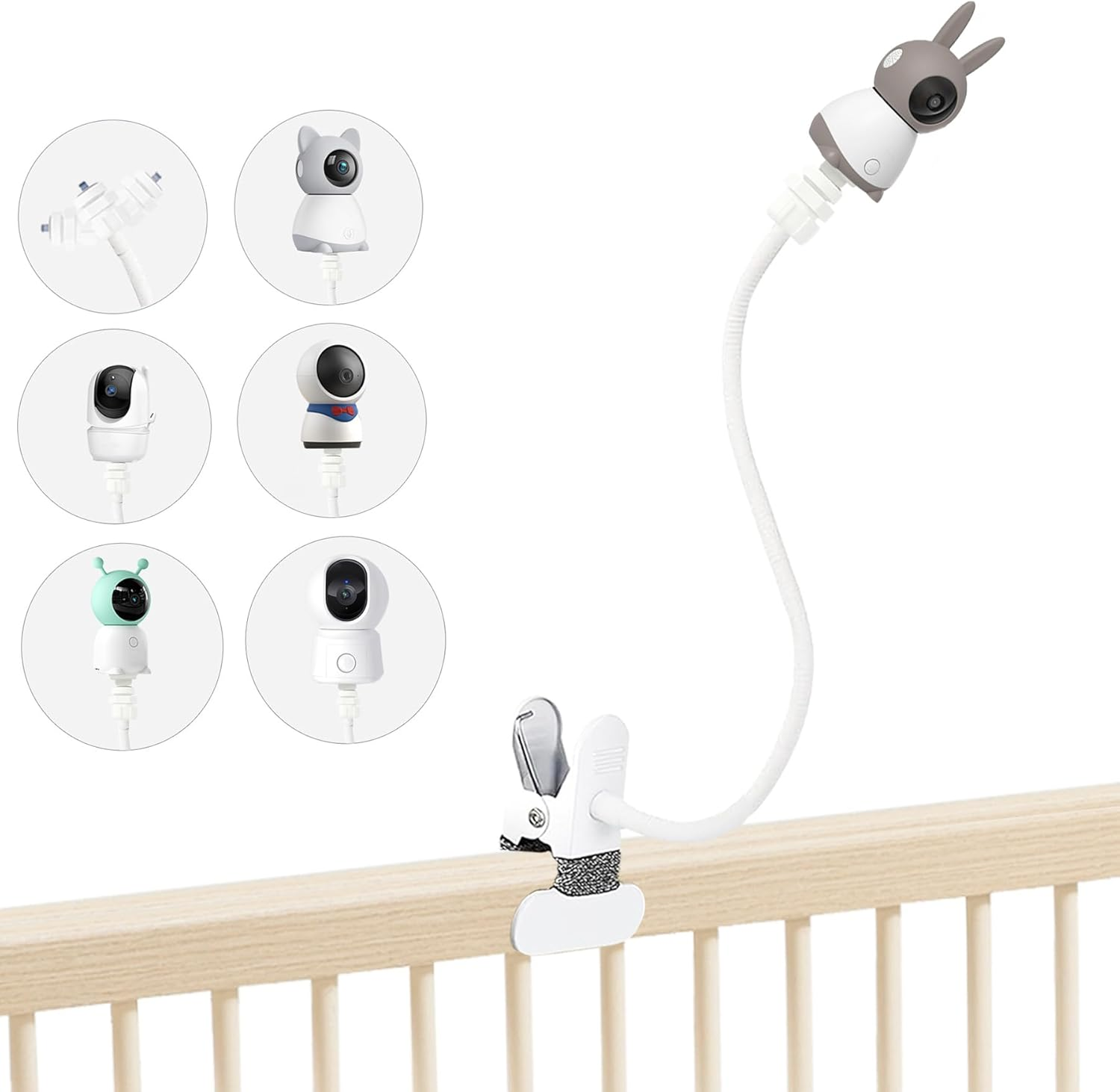JAMYOK Baby Monitor Mount Holder Compatible with BOIFUN Baby 2S/5S/6T, Iegeek &lrm;Baby 1T, DEATTI BM101-M, 16 Inches Flexible Clip Clamp Mount without Tools or Wall Damage