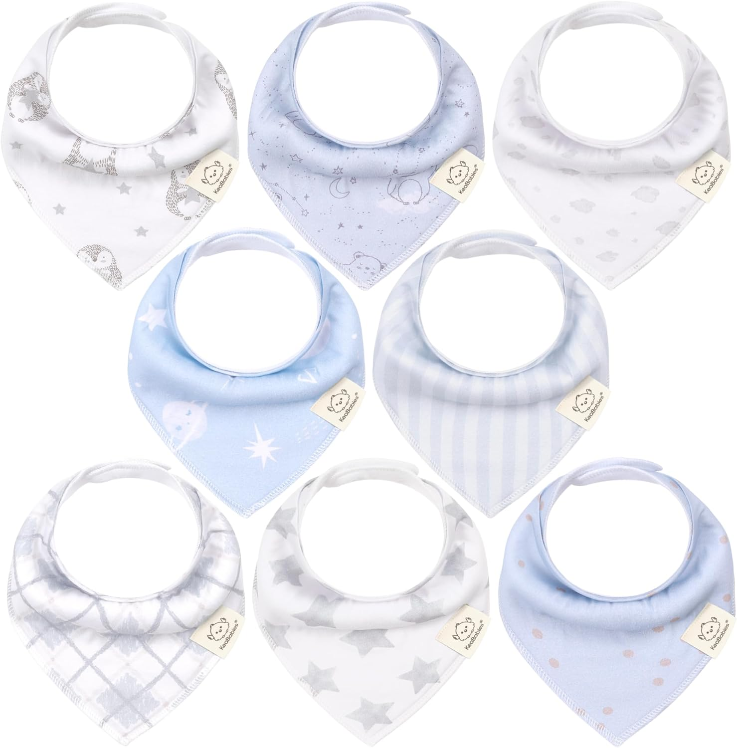 Keababies 8-Pack Organic Baby Bandana Bibs for Boys - Super Absorbent Baby Dribble Bibs for Drooling and Teething Infant, 100% Cotton Extra Soft for Newborn, Infant 0-36 Months (Terracotta)