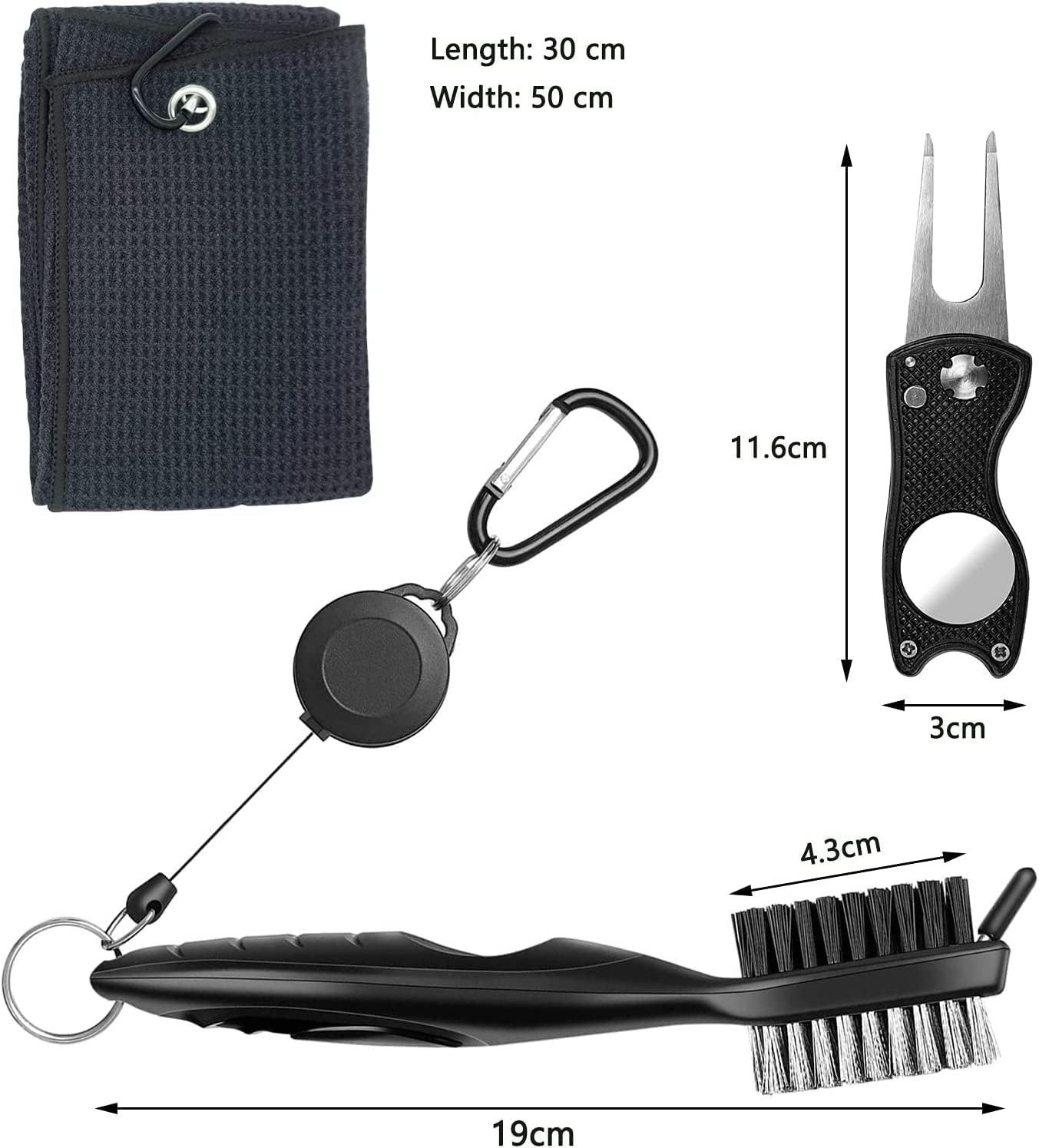 Golf Towel and Tool Accessories Bag KIT - Comes with a Golf Towel, Golf Club Cleaner, Divot Repair Tool, Golf Club Brush, Golf Ball Marker. This Are the Perfect Golf Accessories for Men and Women image number 5