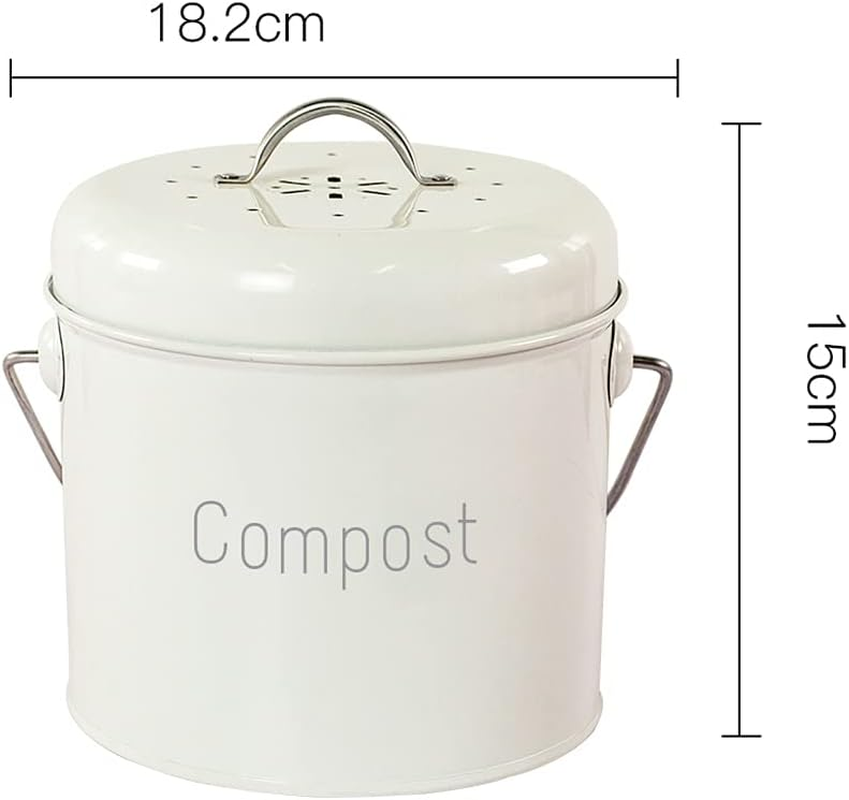 XIMING Garden Compost Bin Countertop Compost Caddy Bin with Carrying Handle Easy Clean - Milky White, as Described image number 6