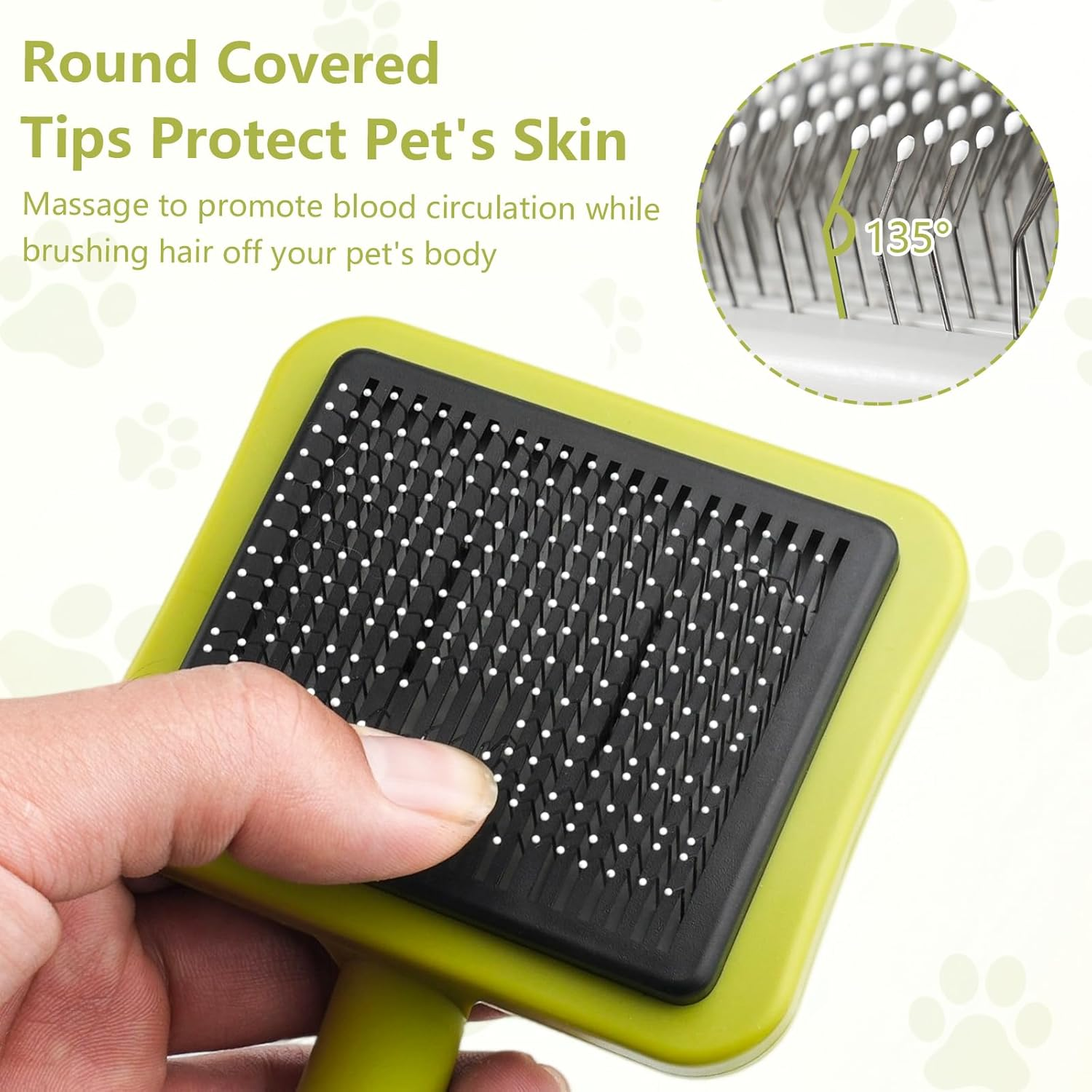 Elzle Dog Brush, Cat Brush, Cat Grooming Comb, Self-Cleaning Pet Hair Comb with Button, Dog Grooming Tool for Small, Medium and Large Pets for Detangling, Massaging and Cleaning image number 4