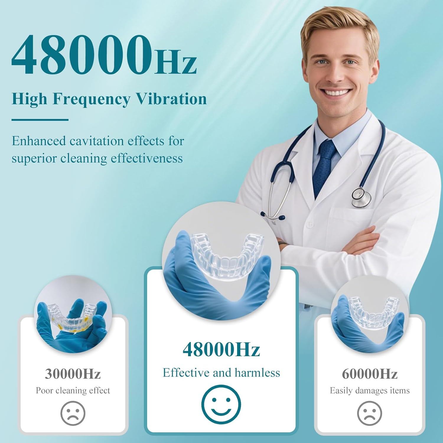 Minthouz UV Ultrasonic Retainer Cleaner, 48Khz Ultrasonic Cleaner, Cleaning Machine for Retainer, Denture, Mouth Guards, Jewelry, Braces, Toothbrush Head with 200Ml Dental Pod image number 4