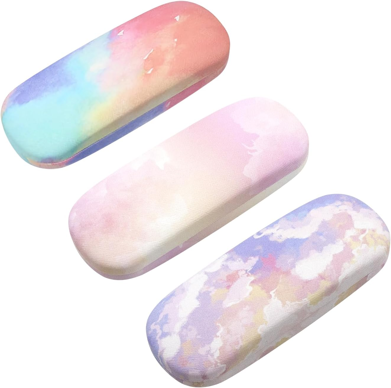 ANLIOTO 3 Pack Glass Cases Hard Shell, Portable Hard Eyeglasses Case Linen Fabrics Eyeglass Organizations for Women Girls