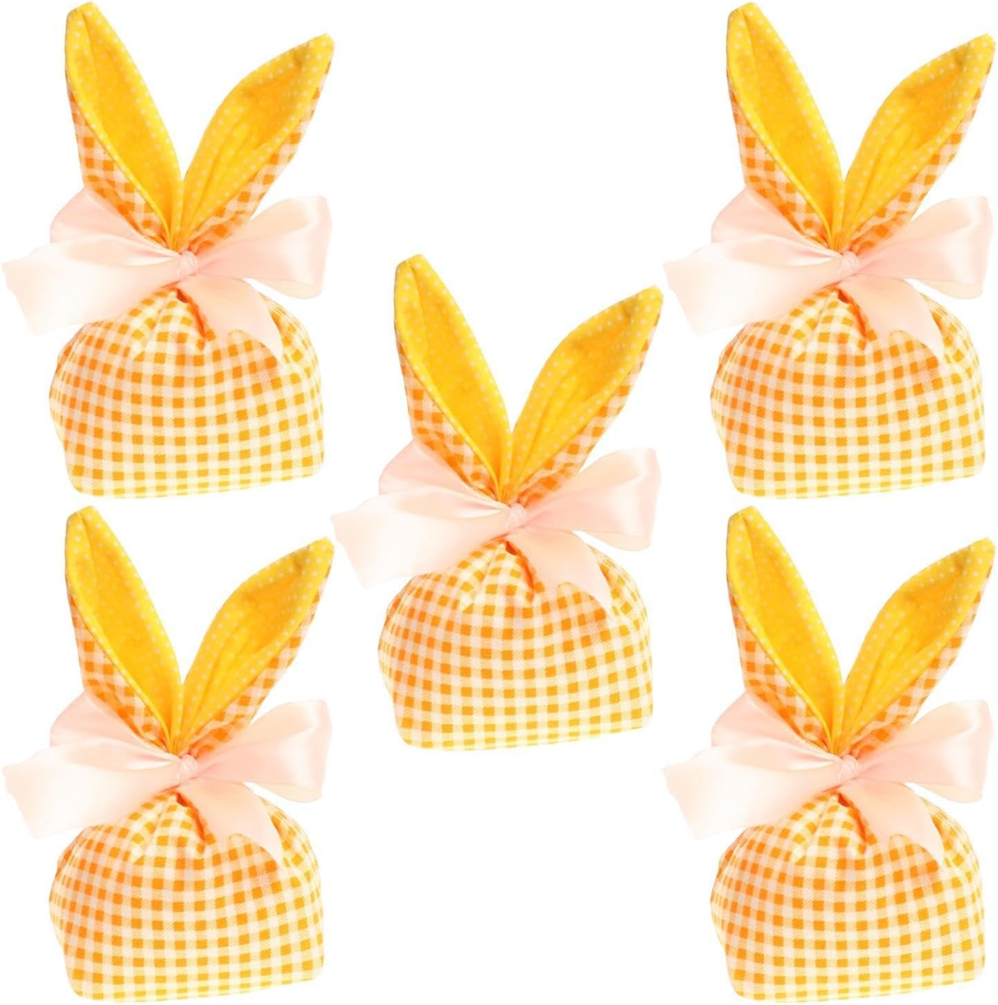 Easter Bunny Treat Bags,Bunny Ears Goodie Bags Candy Storage | 5X Gift Pouches Reusable with Bow, Party Favors, Easter Decorations Party Supplies for Packaging - A image number 6