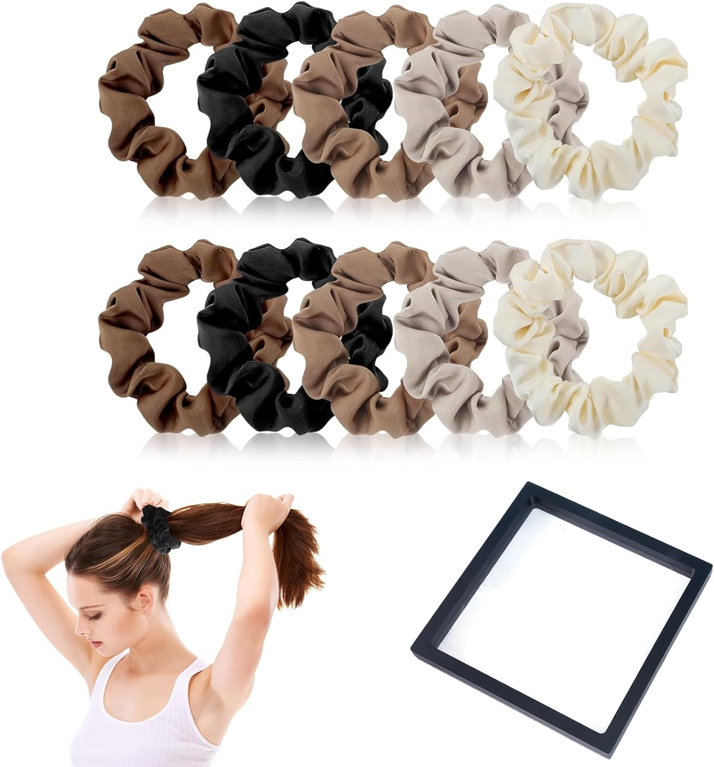 PMELCXD Satin Hair Scrunchies Set - 10 Pieces Silk Hair Bobbles with Storage Box for Women and Children image number 4