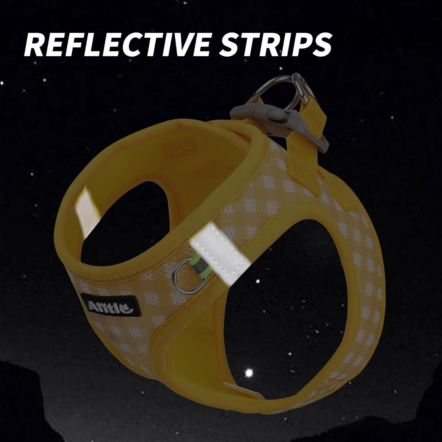 AIITLE No-Pull Pet Harness with a Leash, Plaid Comfort Padded Vest, Step in Dog Harness, Reflective Bands, Soft Breathable Pet Supplies, for Small and Medium Dogs and Cats Yellow S image number 3