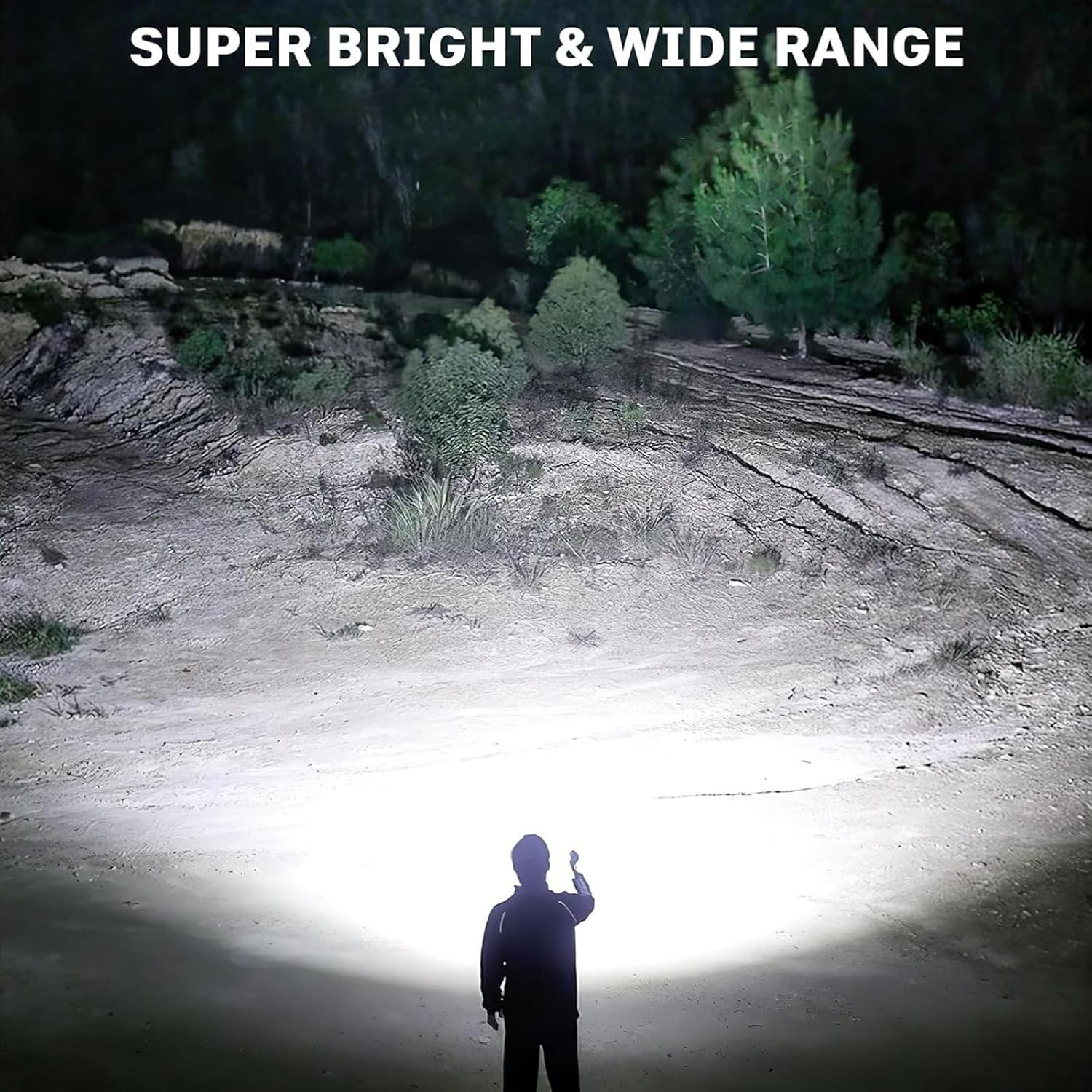 Cinlinso Ultra Powerful LED Torch 100000 Lumens, 2 Pieces Rechargeable Long Life Flashlight, 5 Modes & IP6 Waterproof Zoomable Torch Tactical Flashlish for Camping Hiking Fishing image number 6