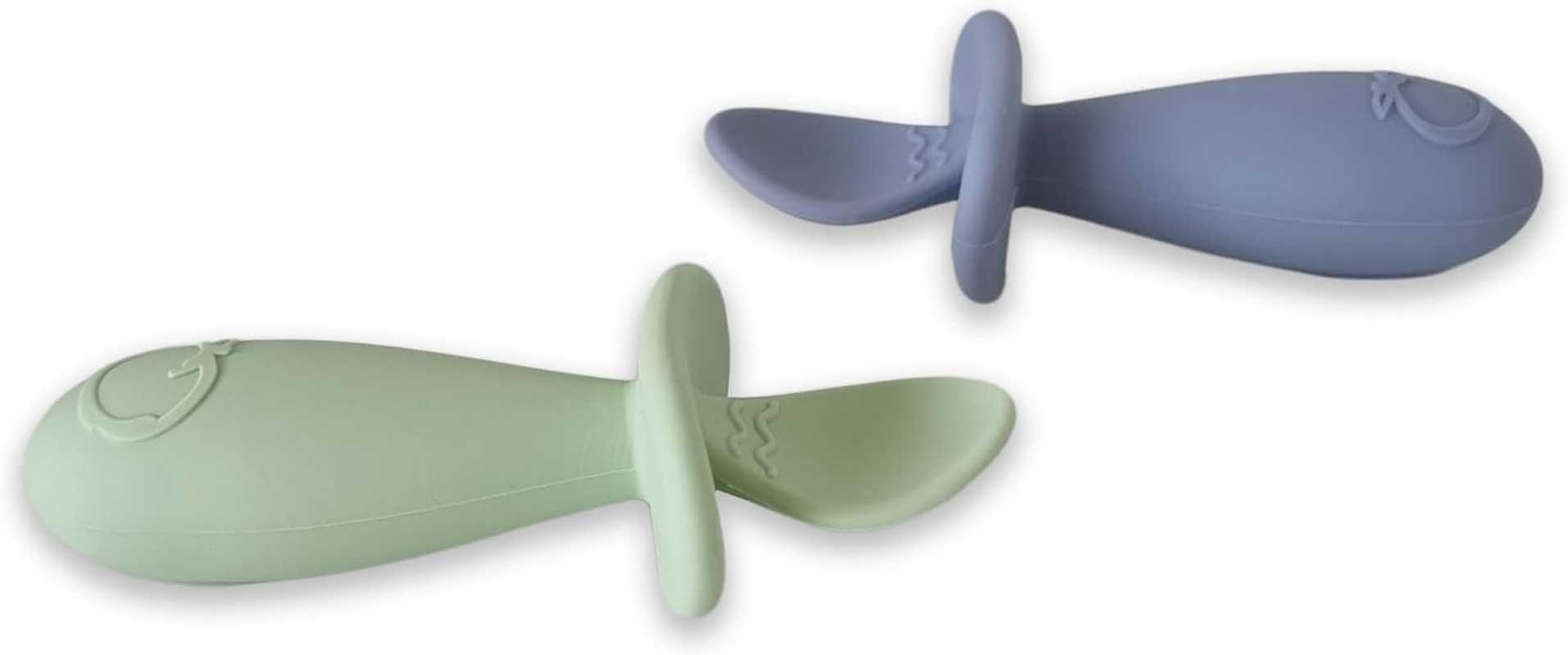 Plum Silicone 2 Pack Easy Grip Spoon Set Olive/Steel Blue