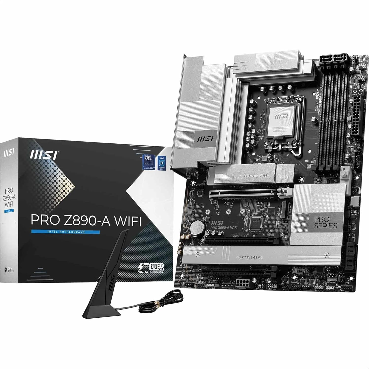 MSI PRO Z890-A Wifi Motherboard, ATX - Supports Intel Core Ultra Processors (Series 2), LGA 1851-90A SPS VRM, DDR5 Memory Boost (9200+ Mt/S OC), Pcie 5.0 X16 & 4.0 X16, M.2 Gen5, Wi-Fi 7, 5G LAN image number 1