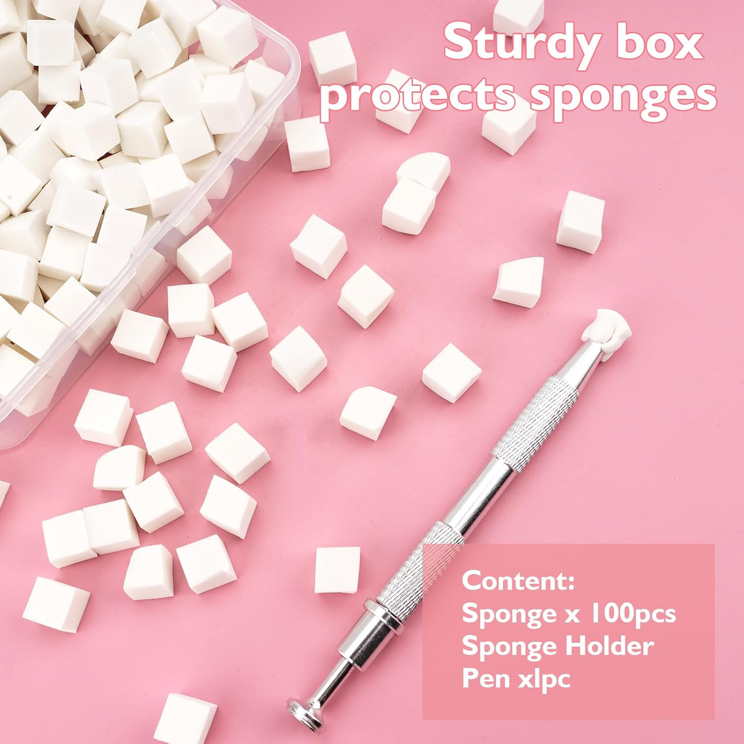 Pack of 200 Nail Art Sponge with Metal Gripper, Nail Art Rendering Tools with Gripper, Sponge Nail Brush, Nail Design Accessories for Nail Art Rendering image number 4