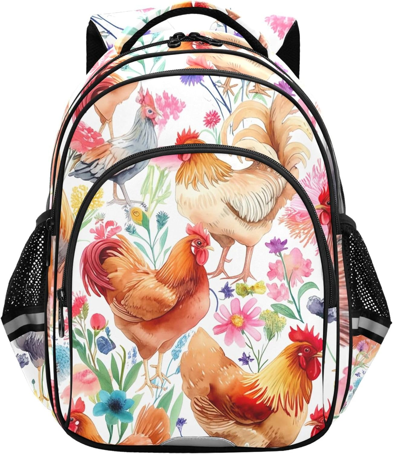 Joisal Backpack Colorful Chickens Vibrant Flowers Kids Backpacks Children School Bag Cute Preschool Age 3-8 Bookbag Princess