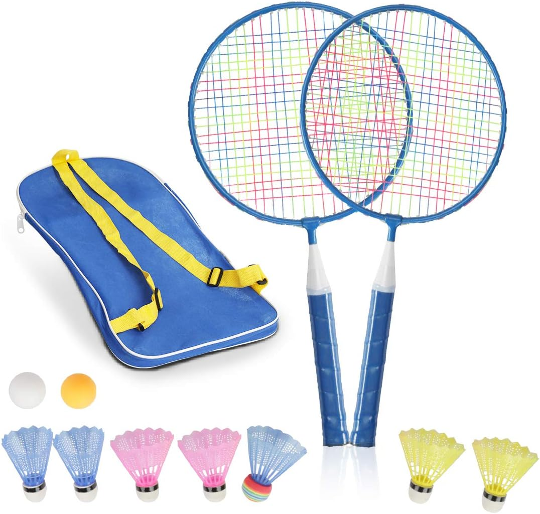 Badminton Rackets for Children,12 in 1 Shuttlecocks Racquet Sports Set W/Lightweight Carrying Bag for Kids Professionals Beginner Players Indoor Outdoor Sport Game image number 3