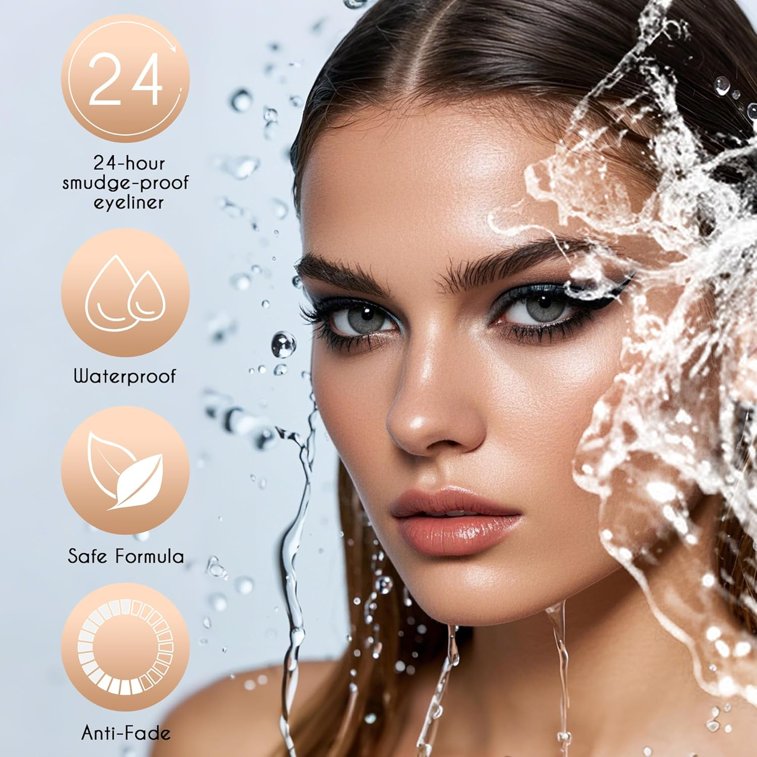 Docolor Waterproof Eyeliner, Pen Super Slim Liquid Precise - Smudge Proof All Day Long-Lasting Eye Liner (Black) - Gold image number 2