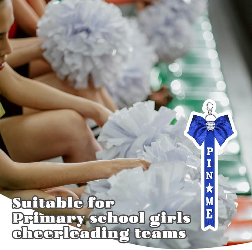 Pin Me Ribbon for Cheer Bag Backpack Accessories for Women Girls Cheerleaders Bow Keychain for Backpacks School Bags Cheer Stuff for Kids Toddlers Pin Me Keychain with Blue Clothes Pins 3 Pcs image number 6