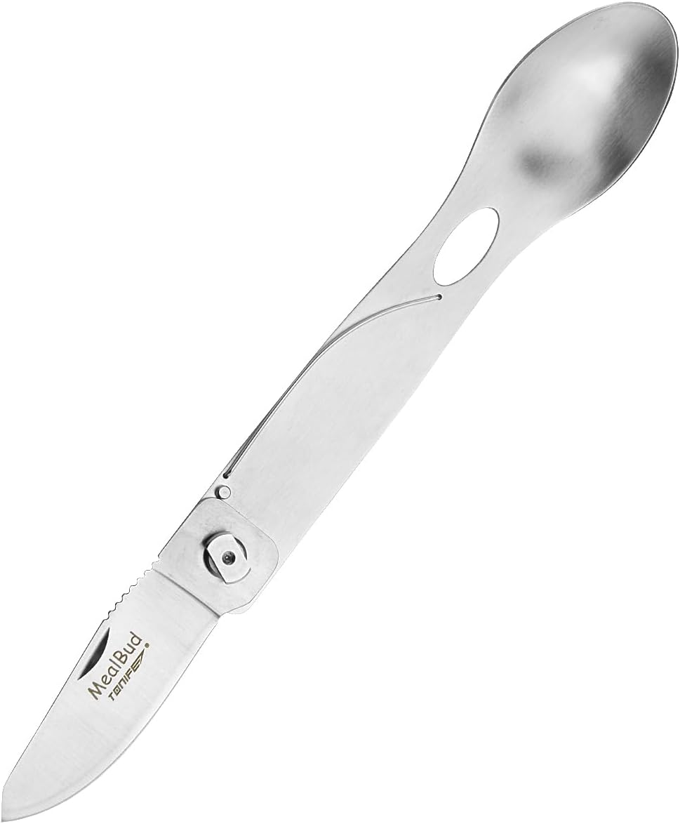 TONIFE Mealbud 3 in 1 Camping Cutlery Set Includes Knife, Fork and Spoon, Portable Camping Utensils with Nylon Storage Bag Stainless Steel Cutlery for Traveling and Camping image number 4