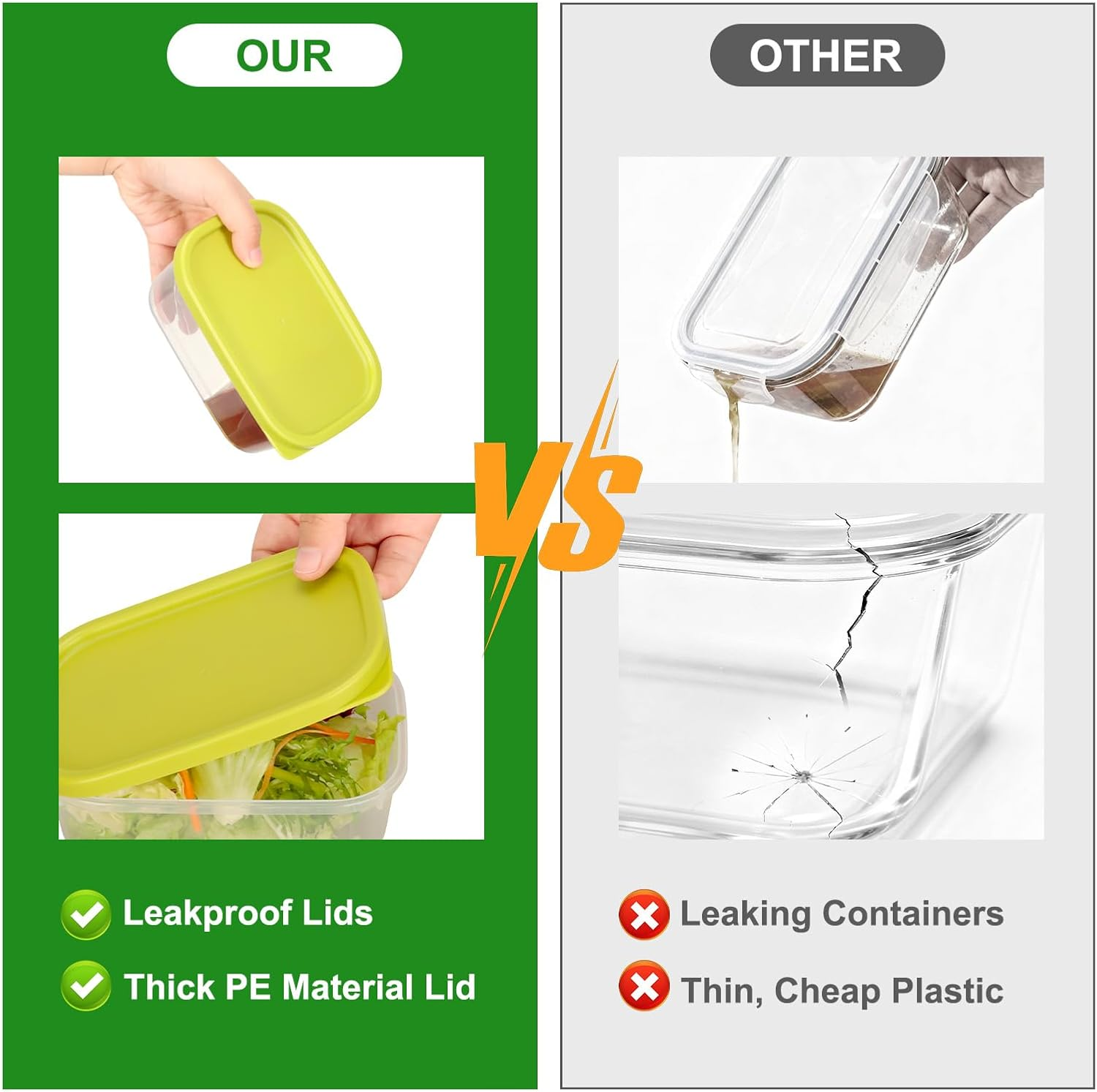 Romon Ice Cube Tray with Lid, 710 Ml Lunch Box Storage Box Lid Airtight for Meal Prep, Storage Containers, Food Storage Containers, Freezer Containers image number 2